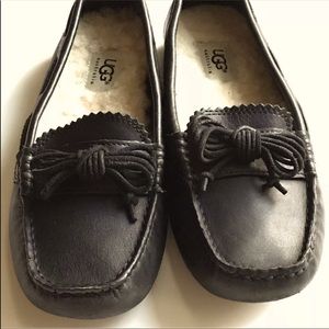 Ugg Black Moccasin Meena 1003541 Leather Loafer